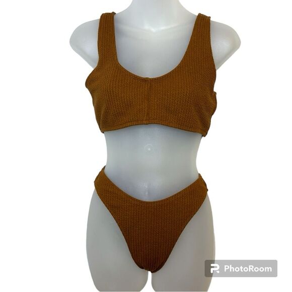 SHEIN Other - SHEIN Brown Textured Bikini Swimsuit Size Small